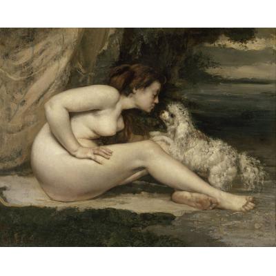 有狗的裸体女人 (Nude Woman with a Dog) 古斯塔夫·库尔贝 人体油画