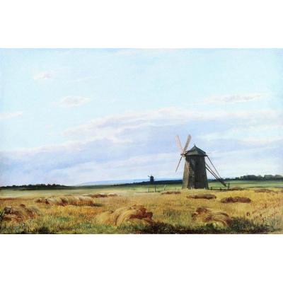 在领域的风车 伊万·希什金  风景油画