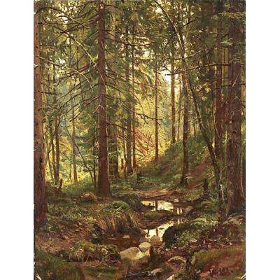 沿着森林斜坡流 伊万·希什金 手绘油画