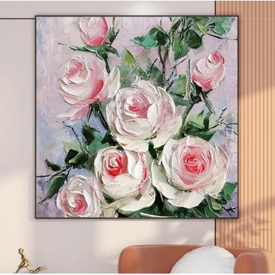 温馨立体手绘油画玫瑰花卉餐厅卧室床头装饰画 大芬油画