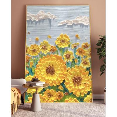 大芬村油画  手绘油画向日葵抽象立体大幅落地客厅装饰画