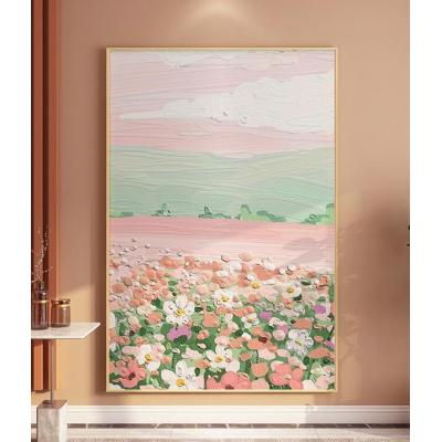  大芬油画 抽象花卉粉色立体走廊过道玄关装饰画 