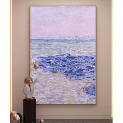 抽象紫色海浪入户玄关装饰挂画现代简约暖色治愈 大芬油画