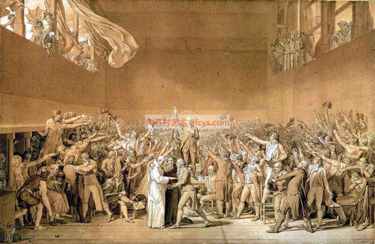 网球场誓言，1789 年 6 月 20 日 雅克-路易·大卫 大芬村油画