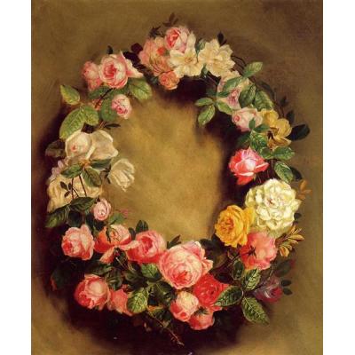 玫瑰之冠 皮埃尔-奥古斯特·雷诺阿  古典花卉油画 高档餐厅油画