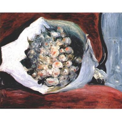 剧院包厢里的花束 皮埃尔-奥古斯特·雷诺阿  印象花卉油画 餐厅油画 