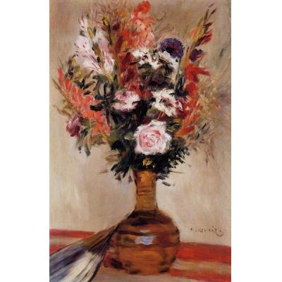 花瓶里的玫瑰 皮埃尔-奥古斯特·雷诺阿  古典花卉油画 餐厅油画大芬村油画定制