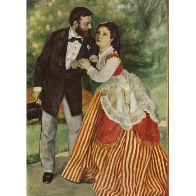原标题阿尔弗雷德·西斯莱和他的妻子 皮埃尔-奥古斯特·雷诺阿  印象人物油画 酒店油画 手绘油画定制