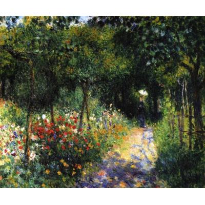 花园里的女人 皮埃尔-奥古斯特·雷诺阿  欧美花园景油画 客厅挂画 卧室书房油画 