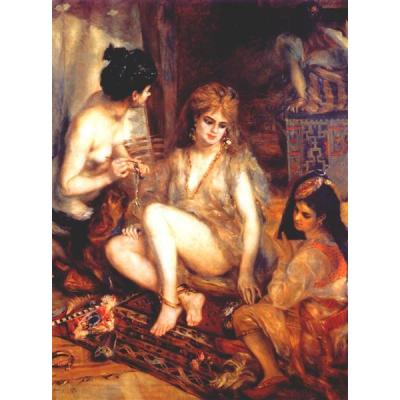 后宫（装扮成阿尔及利亚人的巴黎妇女） 皮埃尔-奥古斯特·雷诺阿  古典印象风格油画 大芬村纯手绘油画定制