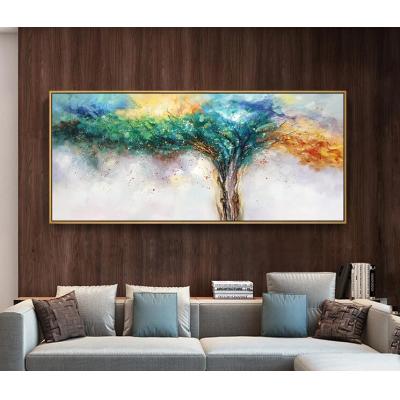 手绘油画 生命树 抽象简约横版客厅 发财树油画