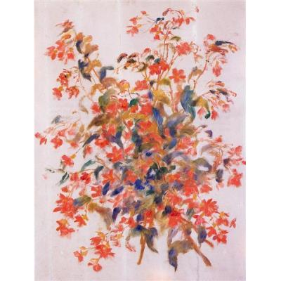 静物与 Fuscias 皮埃尔-奥古斯特·雷诺阿  印象花卉油画 餐厅油画 纯手绘油画