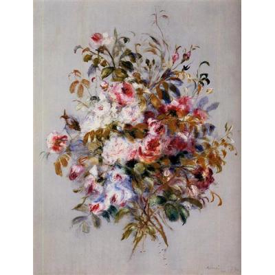 一束玫瑰 皮埃尔-奥古斯特·雷诺阿 餐厅油画 手绘静物花卉油画