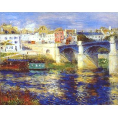 茶头的桥 皮埃尔-奥古斯特·雷诺阿 印象城市景观油画 简欧客厅油画 玄关走道油画