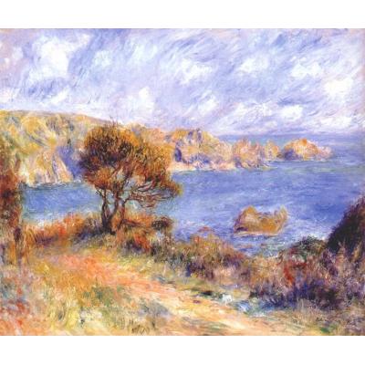 在根西岛查看 皮埃尔-奥古斯特·雷诺阿  印象风景油画  大...