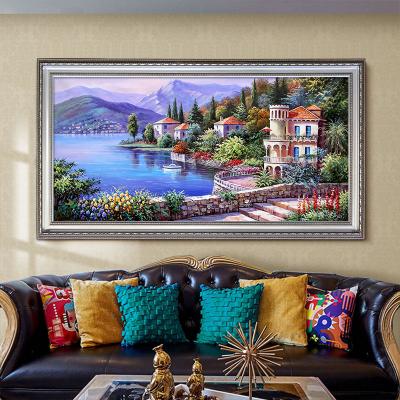 纯手绘欧式地中海风景油画客厅餐厅美式沙发背景墙装饰画