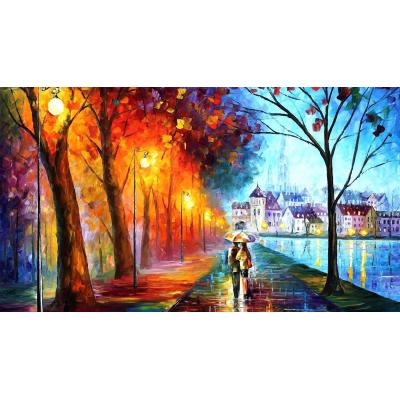 城市夜景 巴黎街景 刀画街景油画 大芬村 手绘油画01