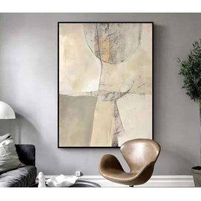 纯手绘抽象线条油画现代简约定制装饰油画入户玄关卧室背景墙挂画
