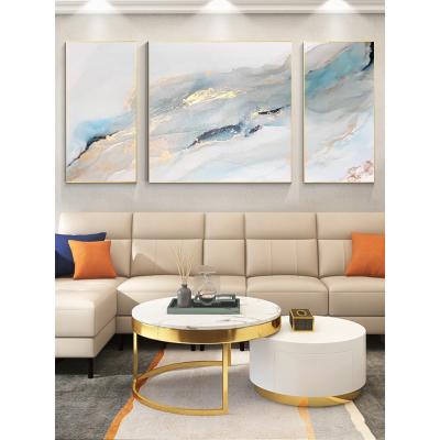 手绘油画挂画客厅沙发背景墙装饰画抽象现代简约北欧轻奢三联金箔