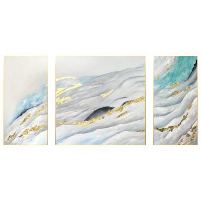 抽象财源滚滚油画 客厅沙发后背景墙装饰画抽象现代北欧轻奢三联