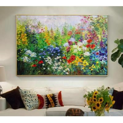 花卉油画在画布上抽象五颜六色的花卉 油画定制