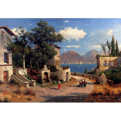 大芬村油画  湖边的意大利村庄 卡尔·古斯塔夫·罗德