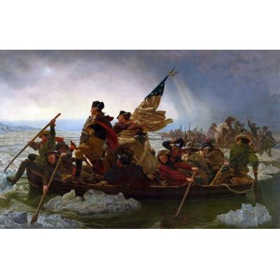 华盛顿穿越特拉华州 伊曼纽尔·洛伊茨 世界名画 临摹  大芬油画