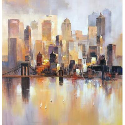 现代布鲁克林大桥  城市 风景油画
