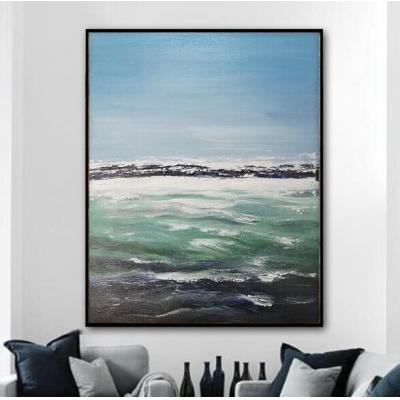 大型原创风景油画，绿色海洋抽象画，蓝天抽象画 大芬村油画