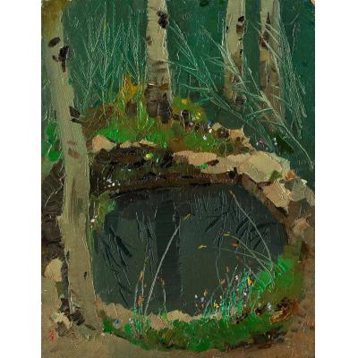 井 1972 油彩紙板 36.2 x 28.2厘米 手绘油画...