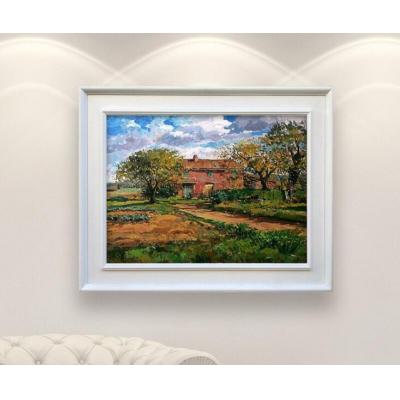 布面托斯卡纳风景画、原画、乡村绘画、树木绘画、印象派、生活墙装饰、大墙艺术 