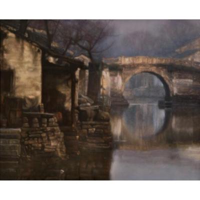 陈逸飞 （中国，1946-2005） 大桥倒影 大芬村油画 江南水乡