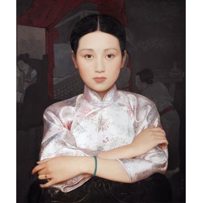 中国风油画 中国少女 王沂东油画作品