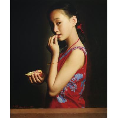 中国风油画 中国少女 王沂东油画作品01