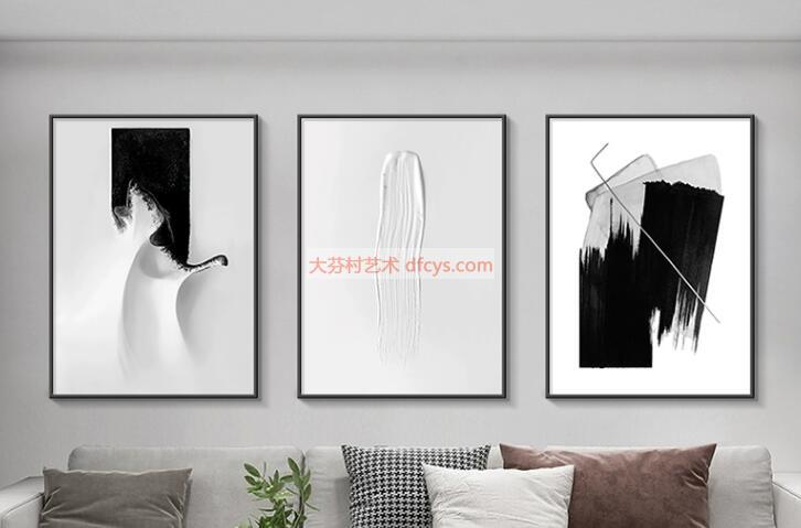 极简风格客厅装饰画黑白灰艺术抽象画 大芬村油画  抽象