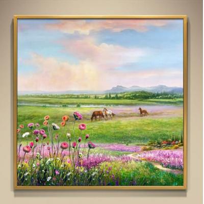 纯手绘油画现代田园风景薰衣草 大芬村油画 