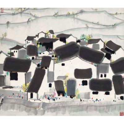 吴冠中（生于 1919 年） 《乡村与远方》 手绘油画