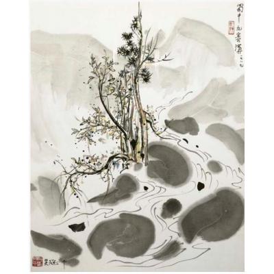 吴冠中（生于 1919 年） 《九寨沟风景》 手绘油画