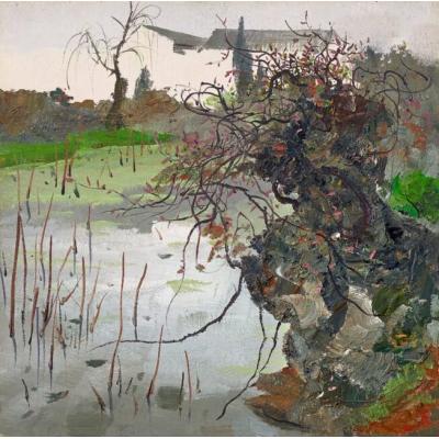 吴冠中 (1919-2010) 花园一角（湖边） 大芬村油画