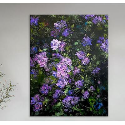 抽象紫罗兰手绘油画客厅装饰画 大芬村油画