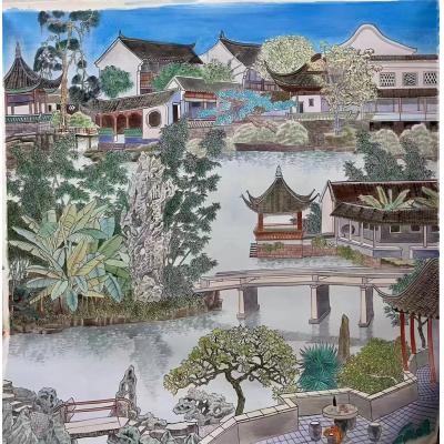 新中式油画 苏州园森油画  工笔油画 大芬村