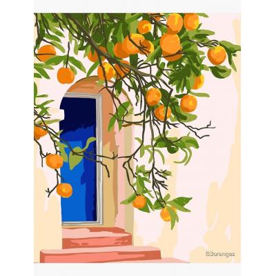 夏季旅行摩洛哥波西米亚橙子 餐厅油画