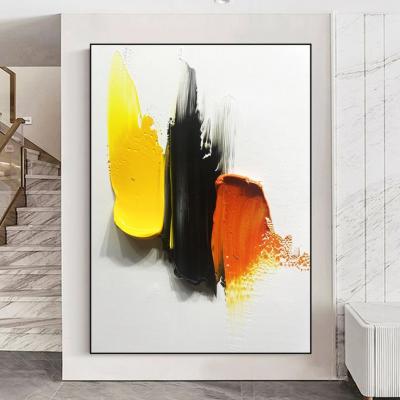 橙色纹理抽象绘画，橙黄黑色纹理艺术，现代简约抽象绘画，当代艺...