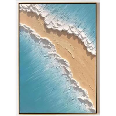 超大海洋抽象画原画沙滩夕阳画蓝色海洋抽象画蓝色大海波浪风景画03