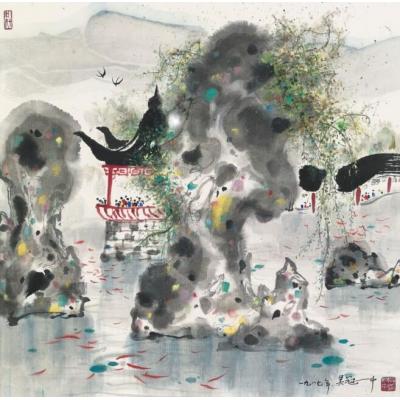 吴冠中（1919-2010） 塔观鱼 大芬村油画