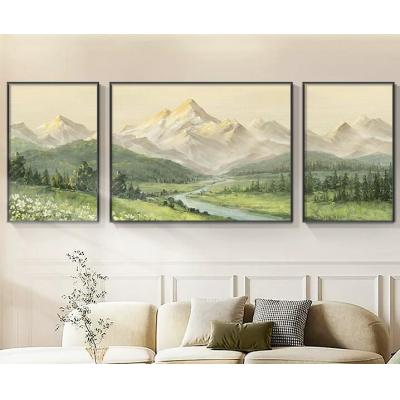 日照金山北欧风源远流长客厅装饰画沙发背景墙山水风景 大芬油画