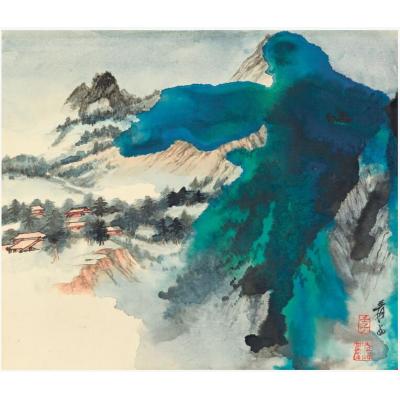 张大千（1899-1983）《 西峰春来》图 