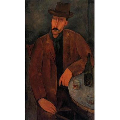 大芬村油画 拿着一杯酒的男人 阿梅代奥·莫迪利亚尼