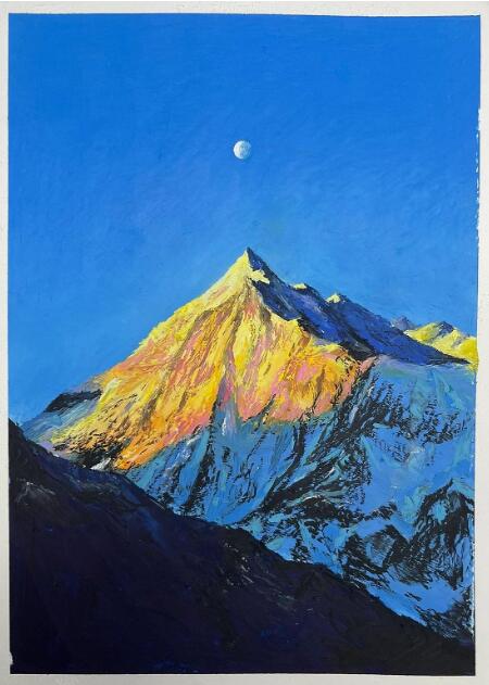 日照金山油画  雪山 大芬村油画