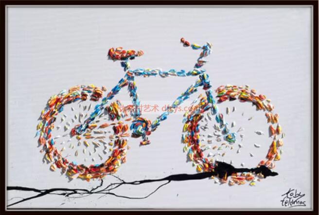 抽象自行车油画   大芬村 厚颜料油画 
